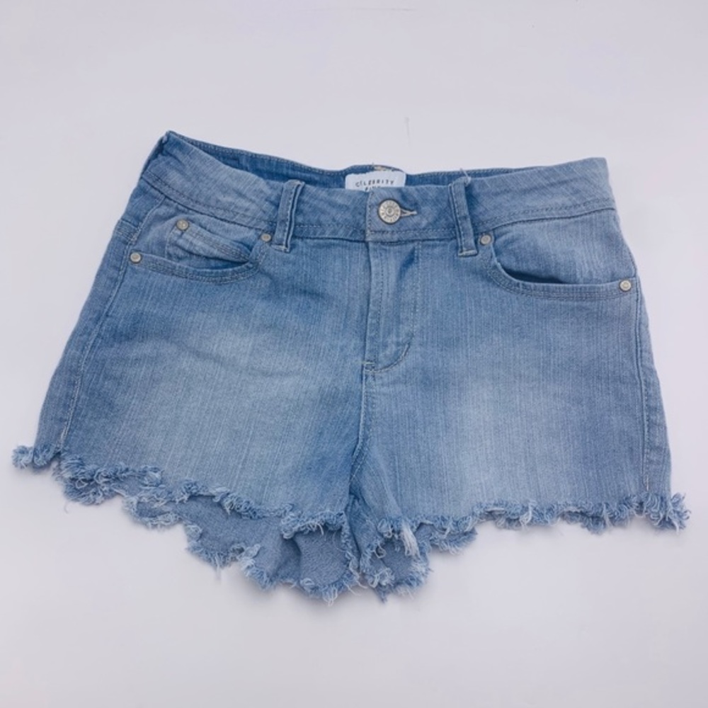 EUC Celebrity Pink Frayed Light Wash Denim Shorts